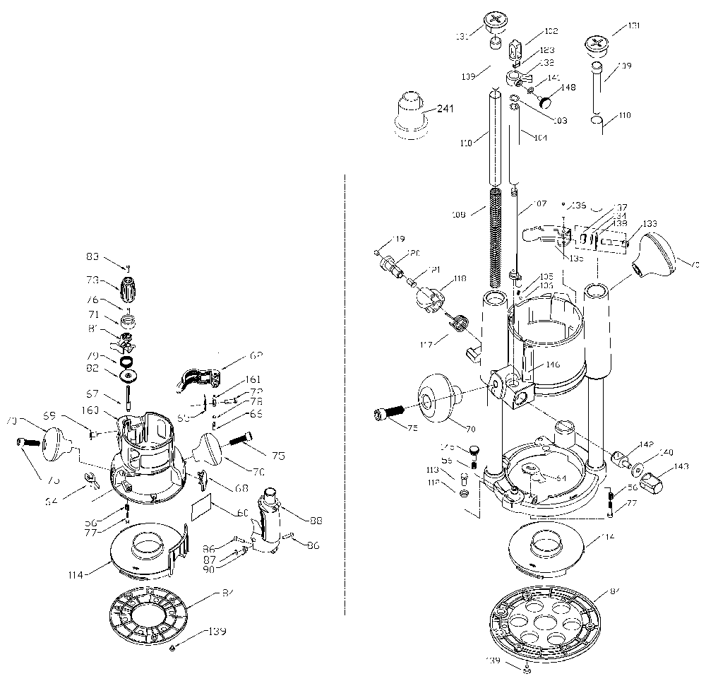 Page A Diagram and Parts List for 8931 Type 1 Porter Cable Router